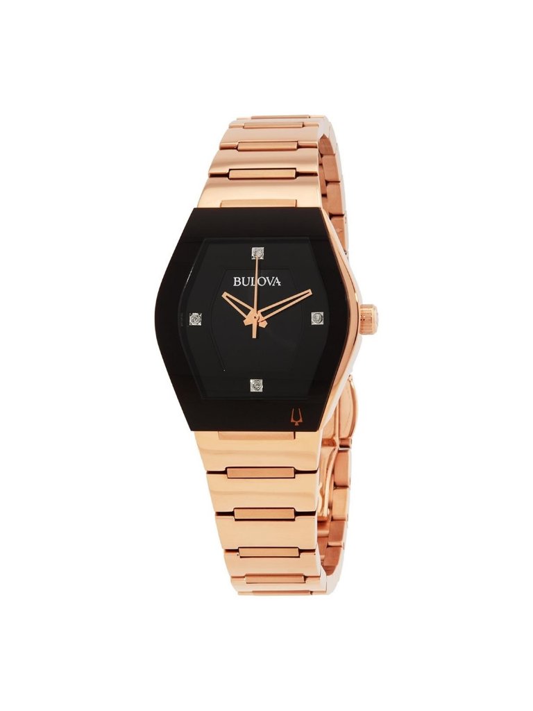 Nwt Bulova Gemini Quartz Diamond Black Dial Ladies Watch